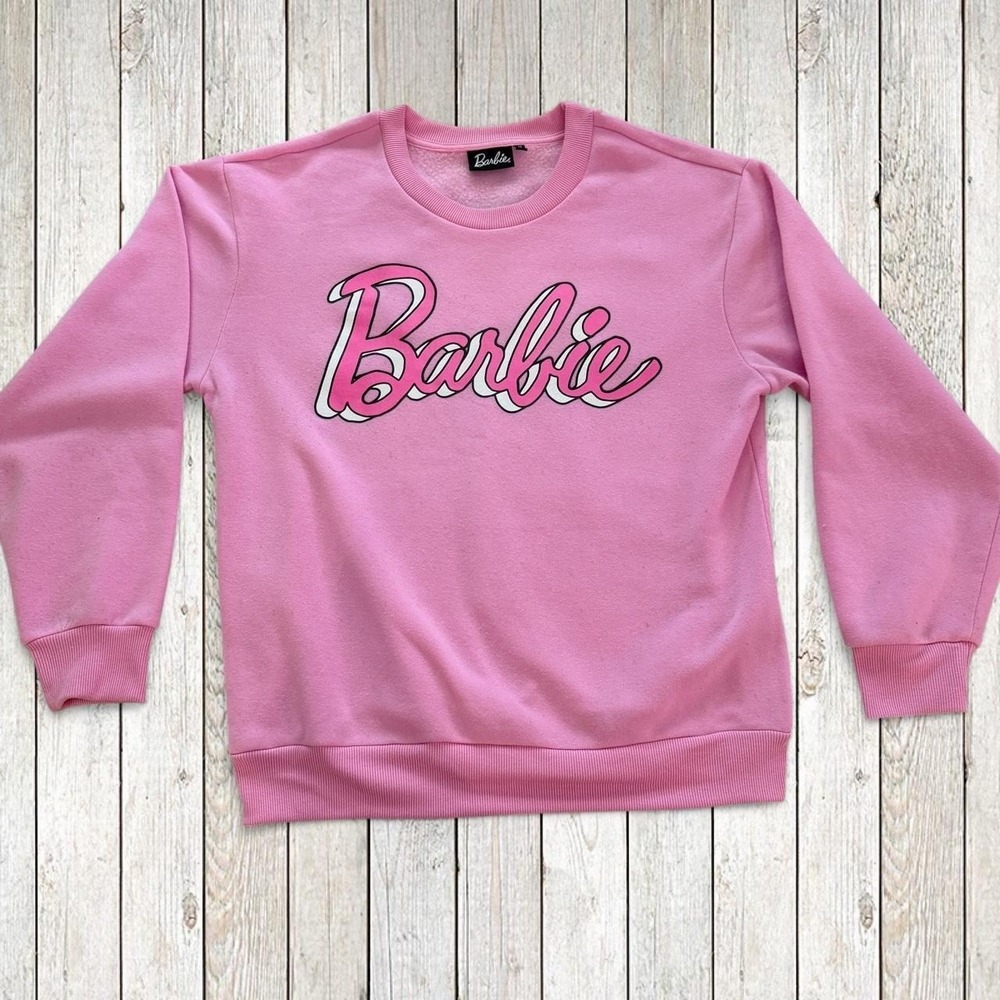 Barbie Womens Pink Barbie Girl Graphic Crewneck Sweatshirt Size M